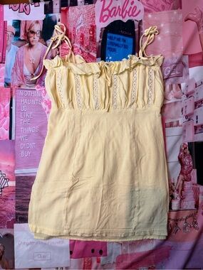 Forever 21 Lace-Trim Yellow Women's Tank Dress